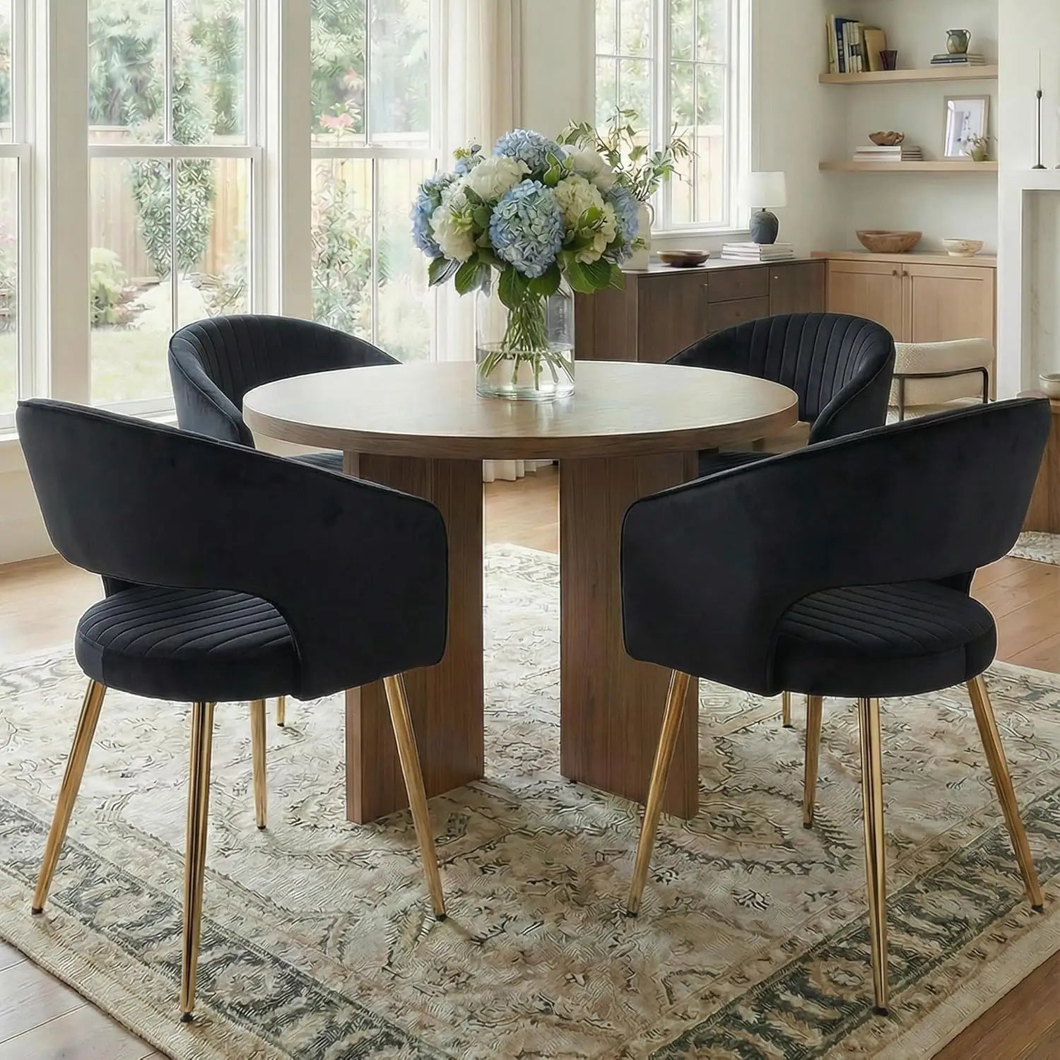 Luxe Haven Cream Faux Leather Dining Chairs with Gold Legs