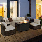 Monterey 7-Piece Patio Lounge Set with Fire Pit Table