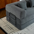 79" Folding Convertible Sofa Bed, Oversized Corduroy Futon Floor Couch, Boneless Loveseat for Small Spaces, Living Room, Bedroom