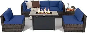 Monterey 7-Piece Patio Lounge Set with Fire Pit Table