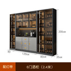 Luxury Wooden Wine Display Cabinet with Tempered Glass Doors & 5-Tier Storage