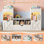 Castle Kids Bookshelf with Reading Nook, Storage & LED Lights