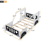 Twin Car-Shaped Platform Bed with Guardrails