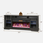 HOMCOM Fireplace TV Stand for TVs Up to 80 Inches, Modern Entertainment Center with 36" Glass Electric Fireplace & LED Lights, TV Console with Open Storage and Side Cabinets for Living Room, Black