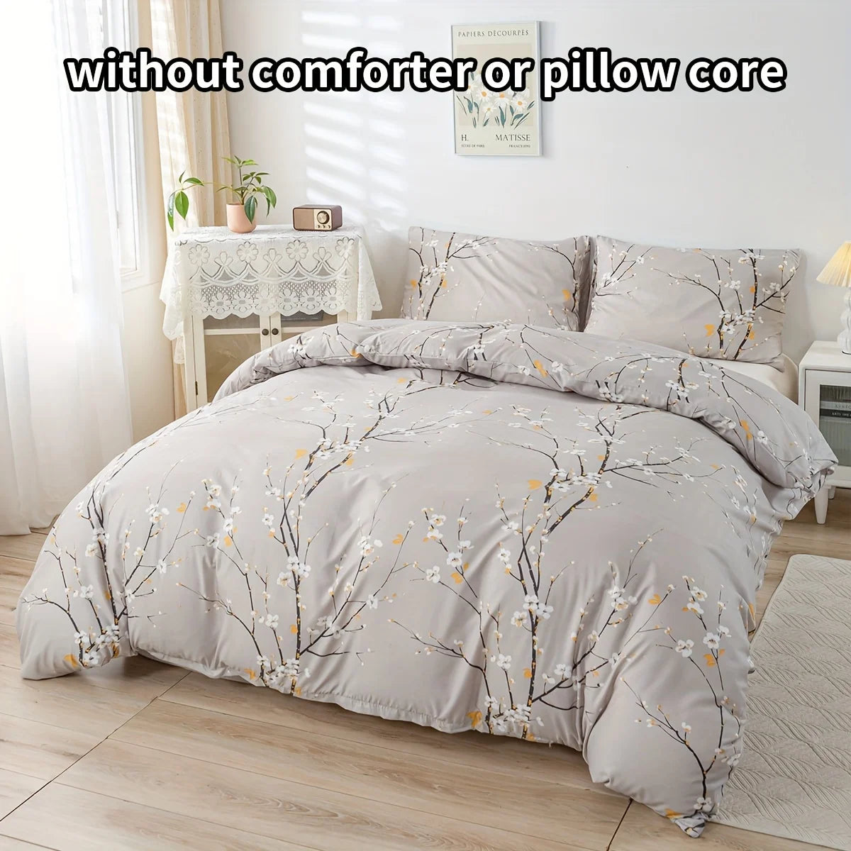 Plum Blossom Haven 3-Piece Duvet Cover Set
