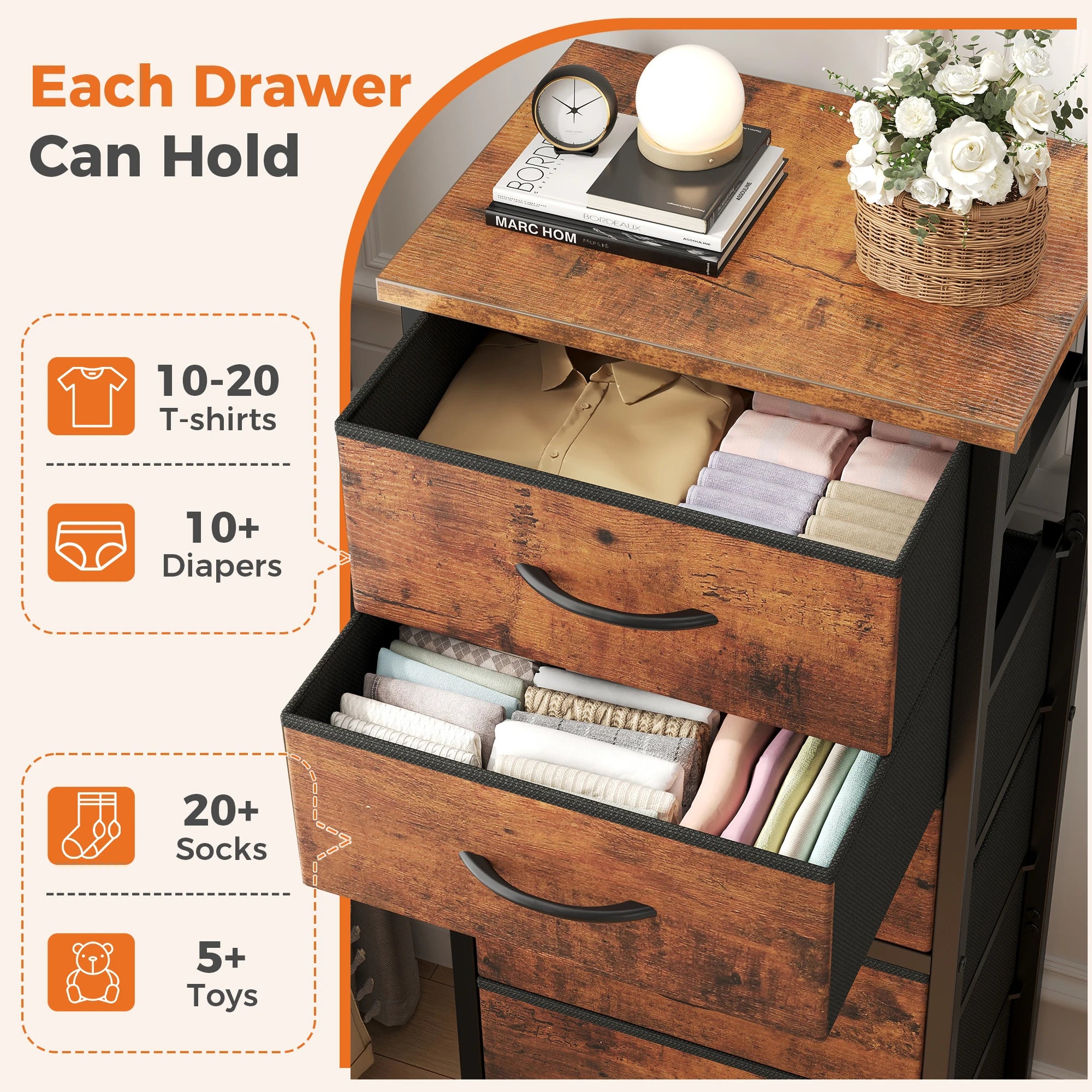 HavenNest Slim 6-Drawer Fabric Storage Dresser