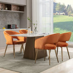 Luxe Haven Cream Faux Leather Dining Chairs with Gold Legs