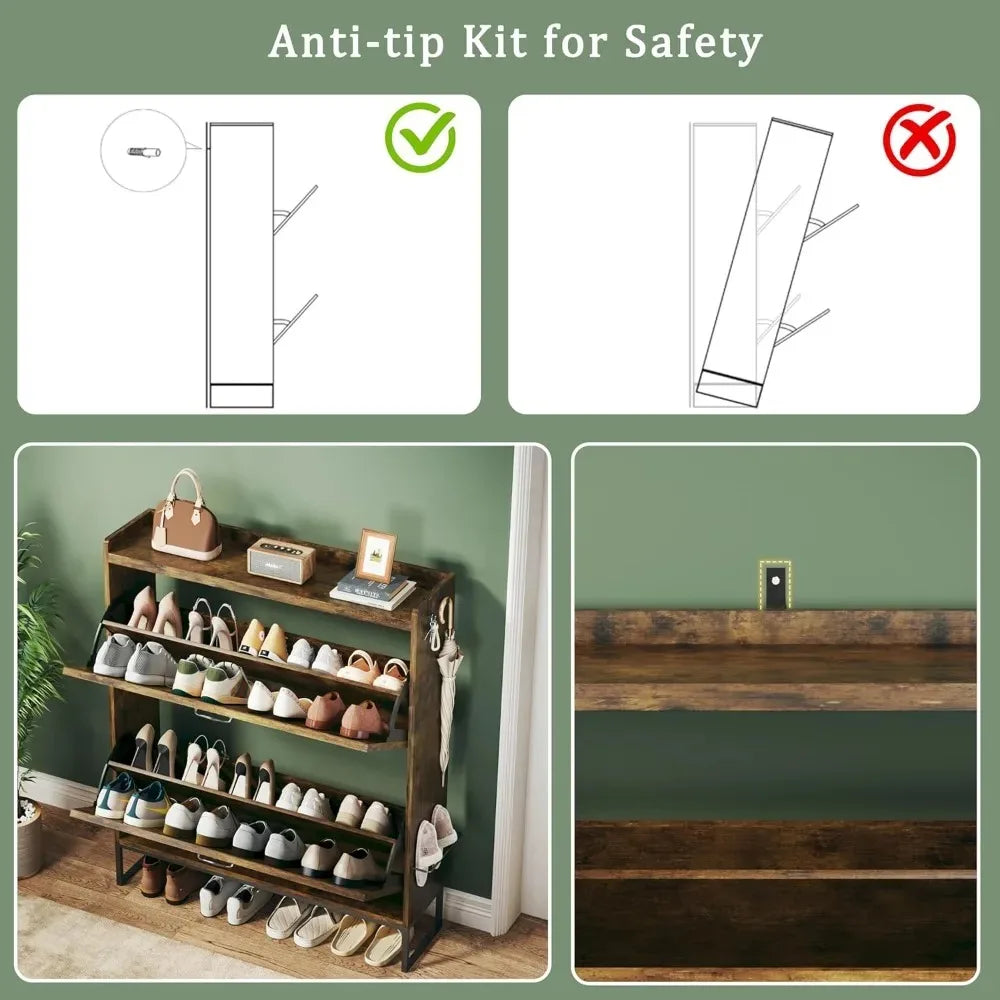 Canyon Grove Rustic Shoe Cabinet with Flip Drawers