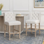 26.78'' seat height Vienna Contemporary Fabric Tufted Wingback Counter Stools, Set of 2, Beige