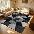 Modern Abstract Geometric Area Rug Black Grey Splicing Block Carpet for Living Room Bedroom Home Decor Floor Mat