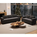 Grey Chenille Deep-Seat Sofa & Loveseat Set