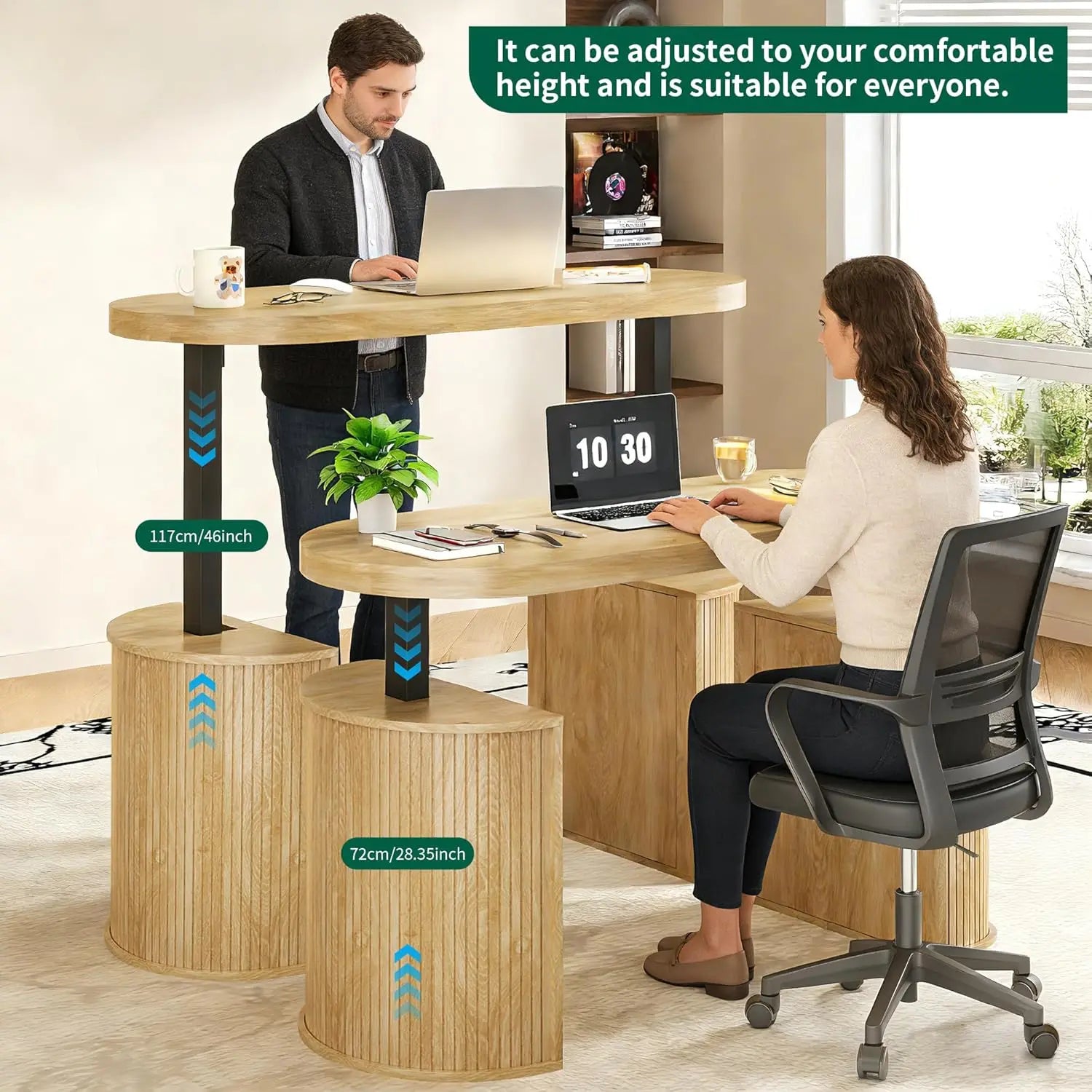 Ashton Elevate Mid-Century Electric Standing Desk with Storage