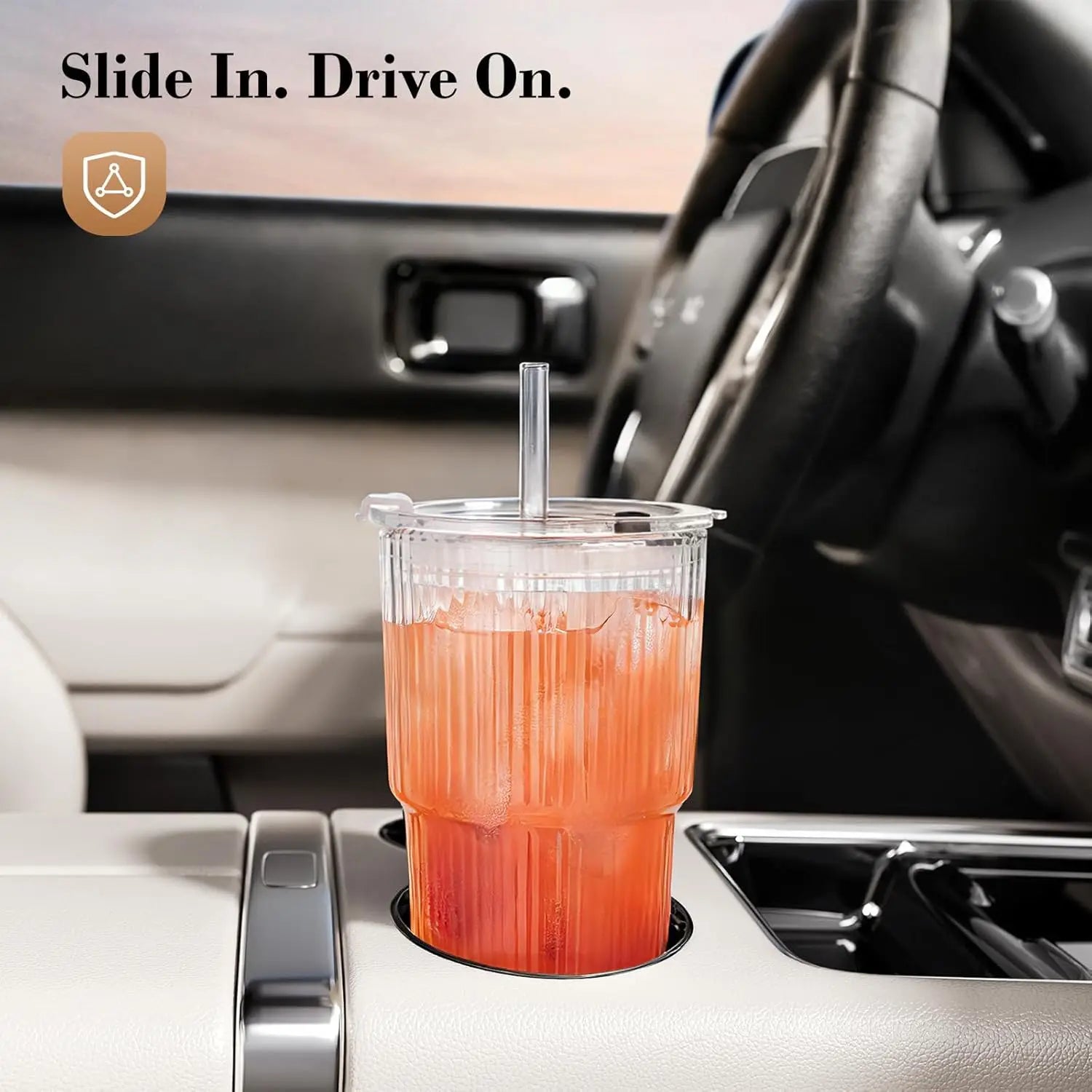 Haven Ridge Refresh Ribbed Glass Tumbler with Bamboo Lid & Straw – 20oz