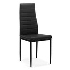 Set of 4 Black PU Leather High-Back Dining Chairs