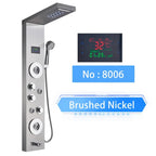Cascade Luxe LED Shower Panel System with Digital Temperature Display & SPA Massage Jets