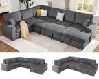 130" Sofa Bed, Sleeper Sofa, Pull Out Sleeper Couch with Storage, Convertible 6-Seater Sofa Bed for Living Room,, Customized