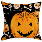 Halloween Pumpkin & Ghost Throw Pillow Cover – Spooky Fall Sofa Décor
