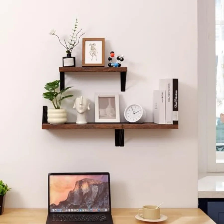 Heritage Rustic Wall Shelf Collection – Triple Tier Floating Display Shelf