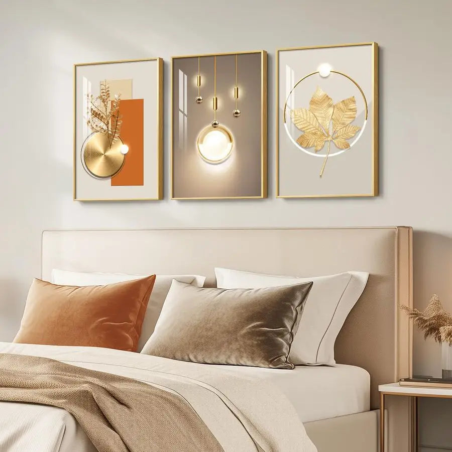 Gilded Majesty Gold Framed Wall Art Set – 3 Piece