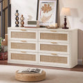 Boho Rattan 6-Drawer Dresser & TV Stand Organizer – 54 Inch