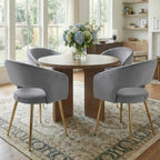 Luxe Haven Cream Faux Leather Dining Chairs with Gold Legs