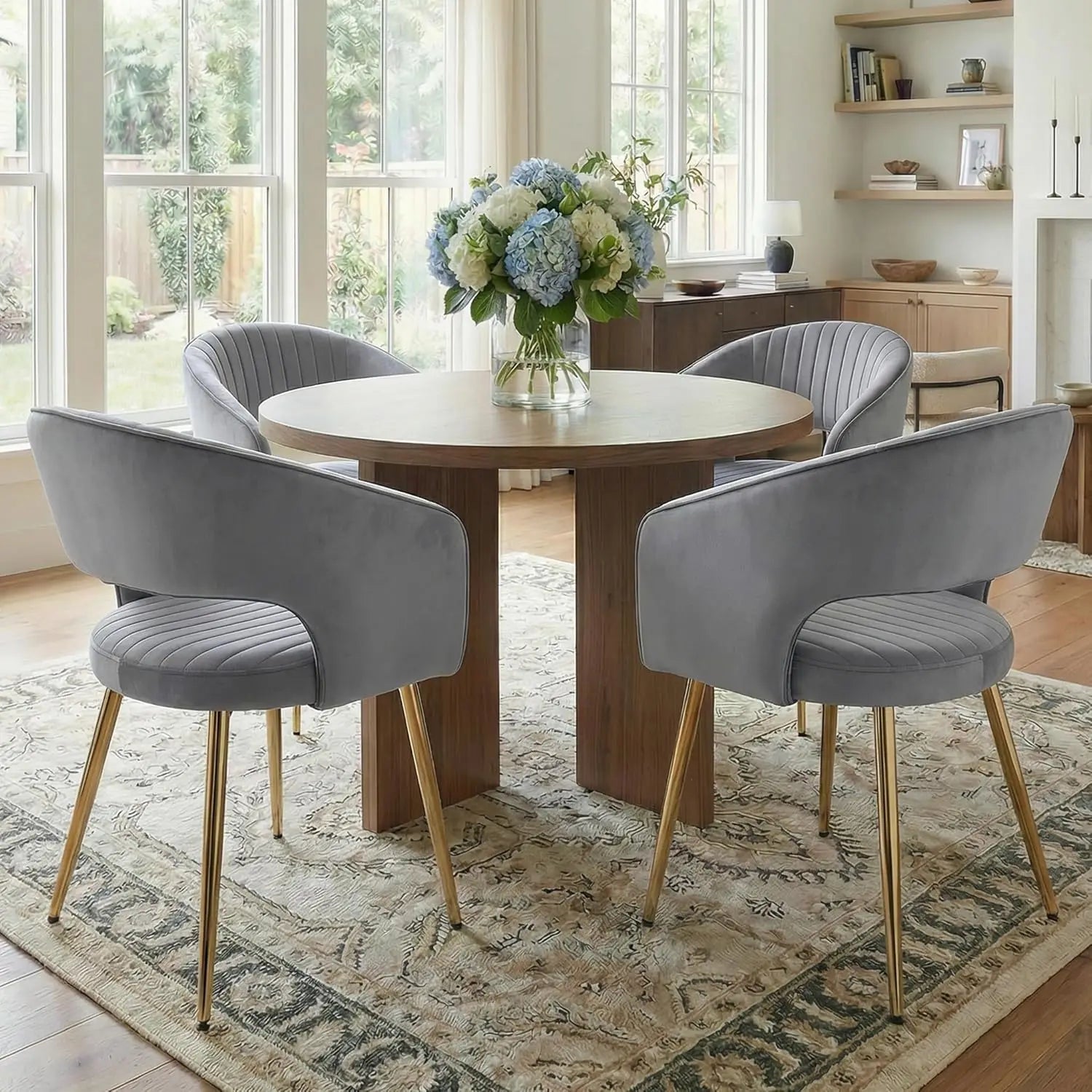 Luxe Haven Cream Faux Leather Dining Chairs with Gold Legs