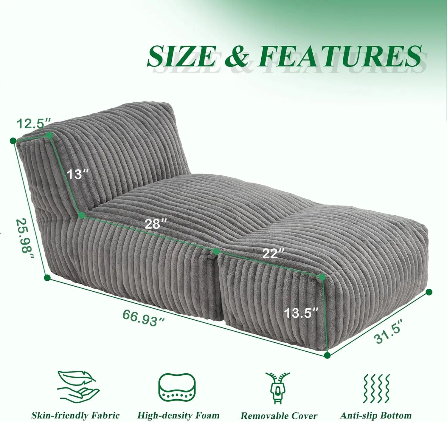 Haven Luxe Giant Memory Foam Bean Bag Sofa