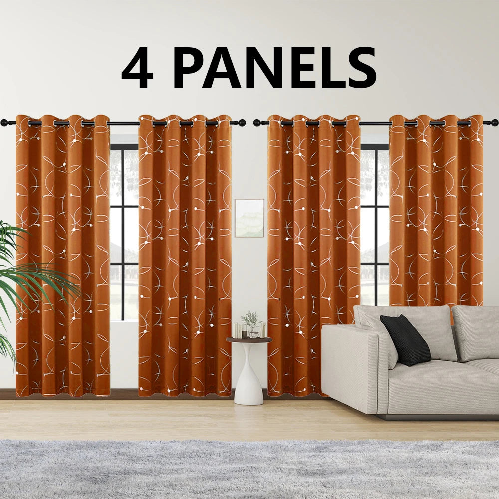 LunaShield Blackout Thermal Foil Grommet Curtain Panels – 4 Piece Set