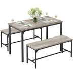 3-Piece Space-Saving Dining Table & Bench Set