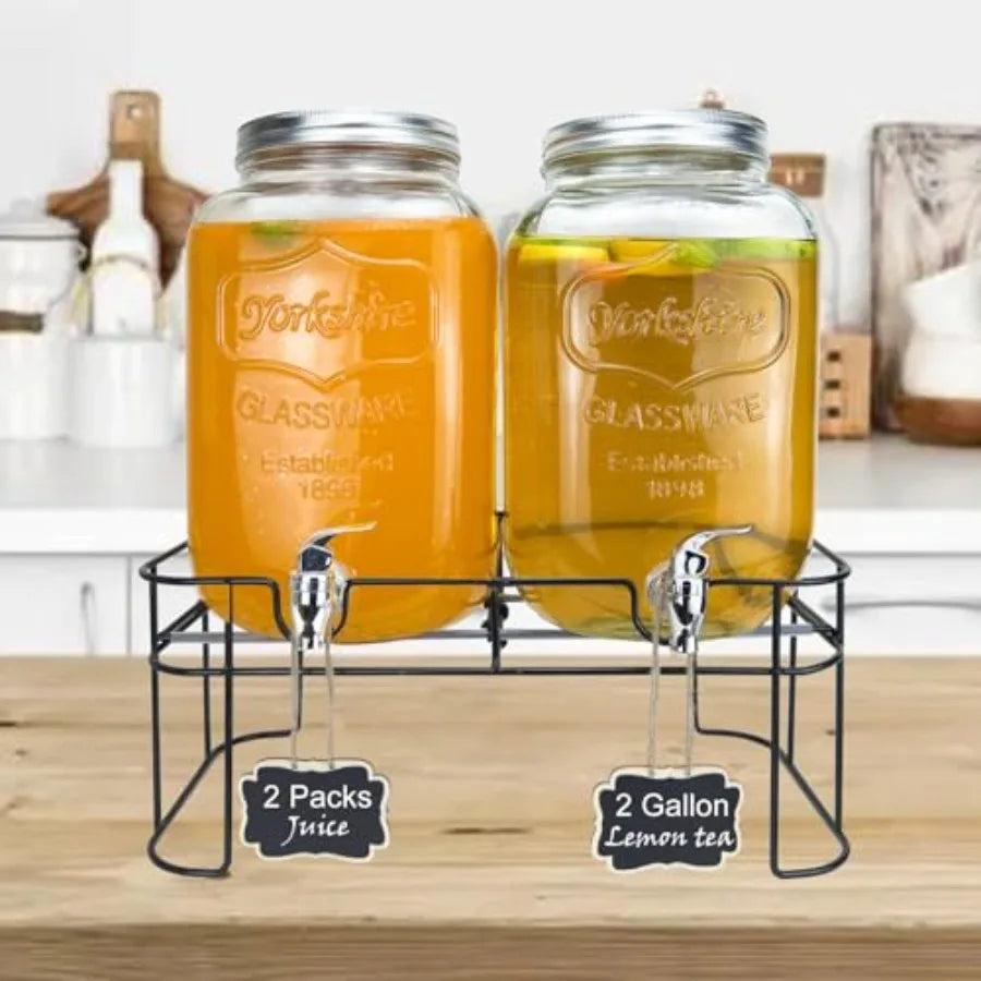 Willow Ridge Entertain Glass Beverage Dispenser Set with Stands – 2 Piece