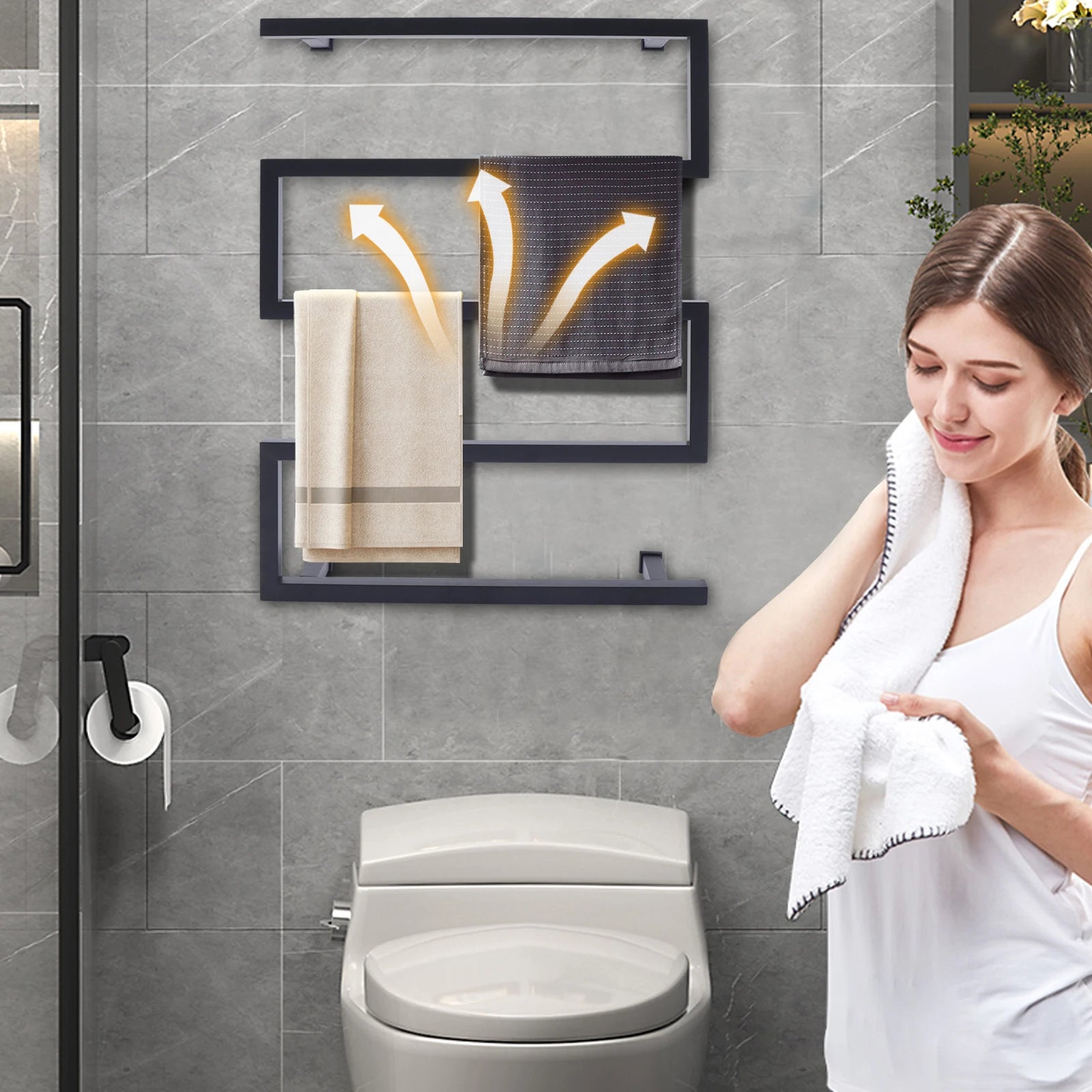 Noir Spa Wall-Mounted Heated Towel Rack