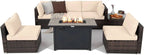 Monterey 7-Piece Patio Lounge Set with Fire Pit Table