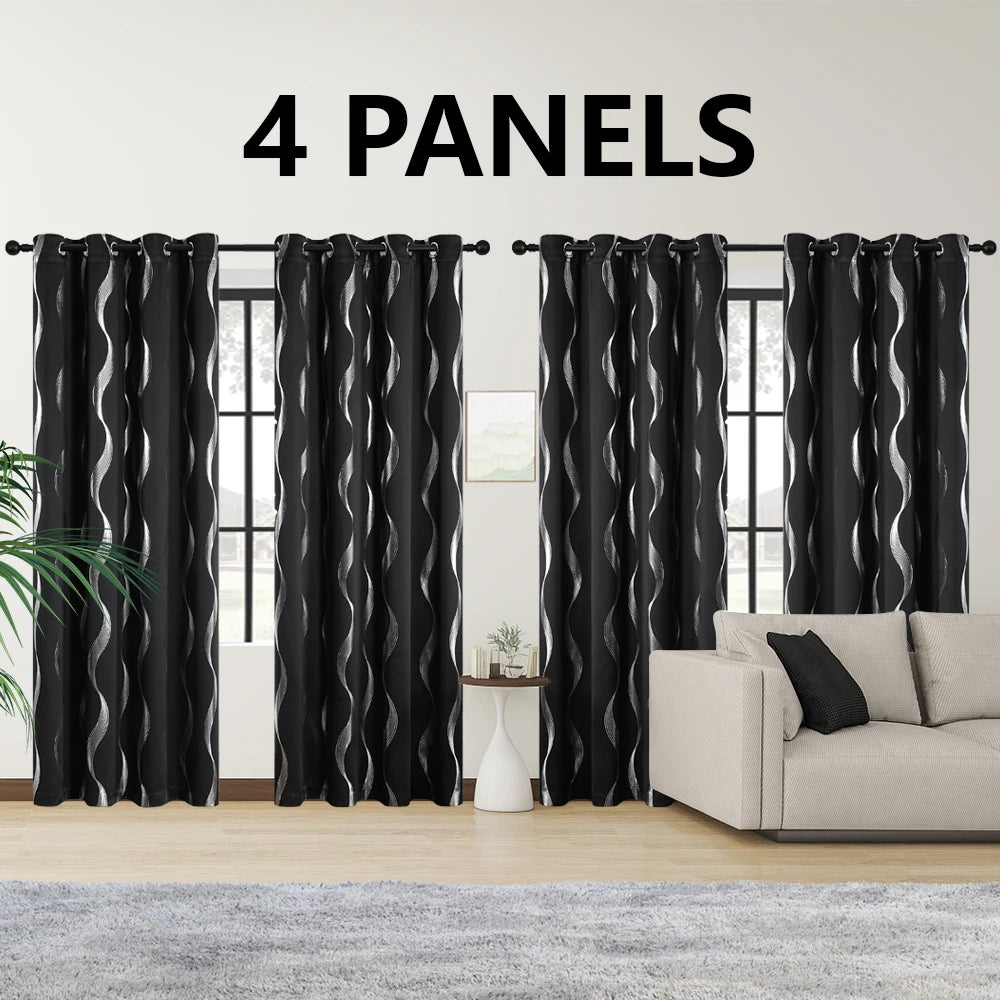 Midnight Wave Blackout Thermal Curtain Set