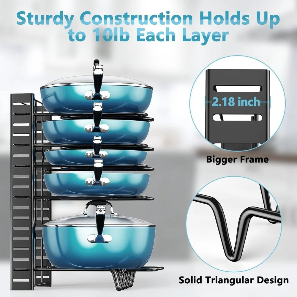 8-Tier Adjustable Pots & Pans Organizer Rack