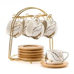 Café Lumière Ceramic Espresso Cup Set with Metal Stand