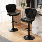 Set of 2 Modern Swivel Bar Stools, Adjustable Faux Leather Upholstered Counter Height Bar Chairs, Custom
