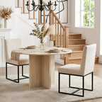 Monroe Mid-Century Linen Dining Chairs with Gold Frame