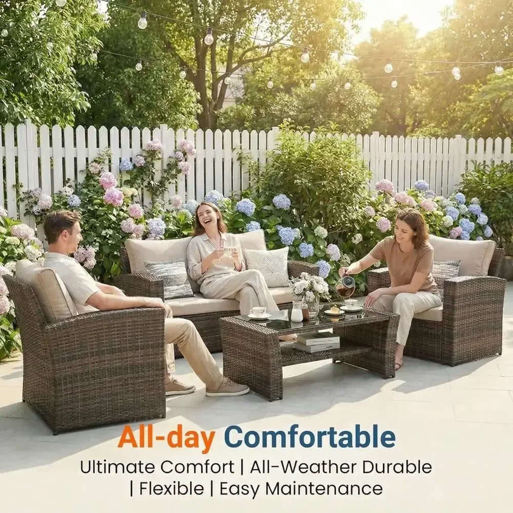 Canyon Grove 4-Piece All-Weather Wicker Patio Set