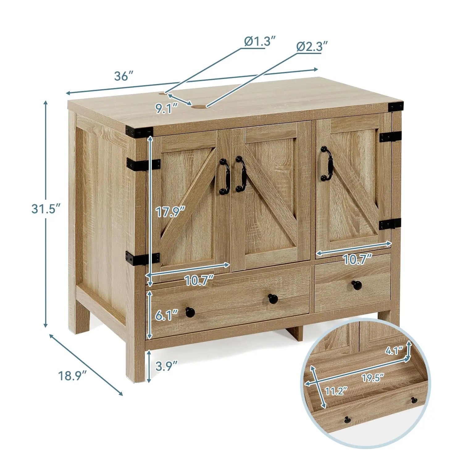Aspen Grove 36" Bathroom Vanity with Ceramic Sink & Faucet Set