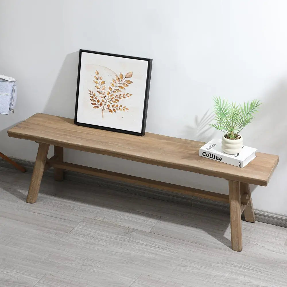 Haven Heritage Farmhouse Solid Wood Bench – 55 Inch