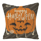 Halloween Pumpkin & Ghost Throw Pillow Cover – Spooky Fall Sofa Décor