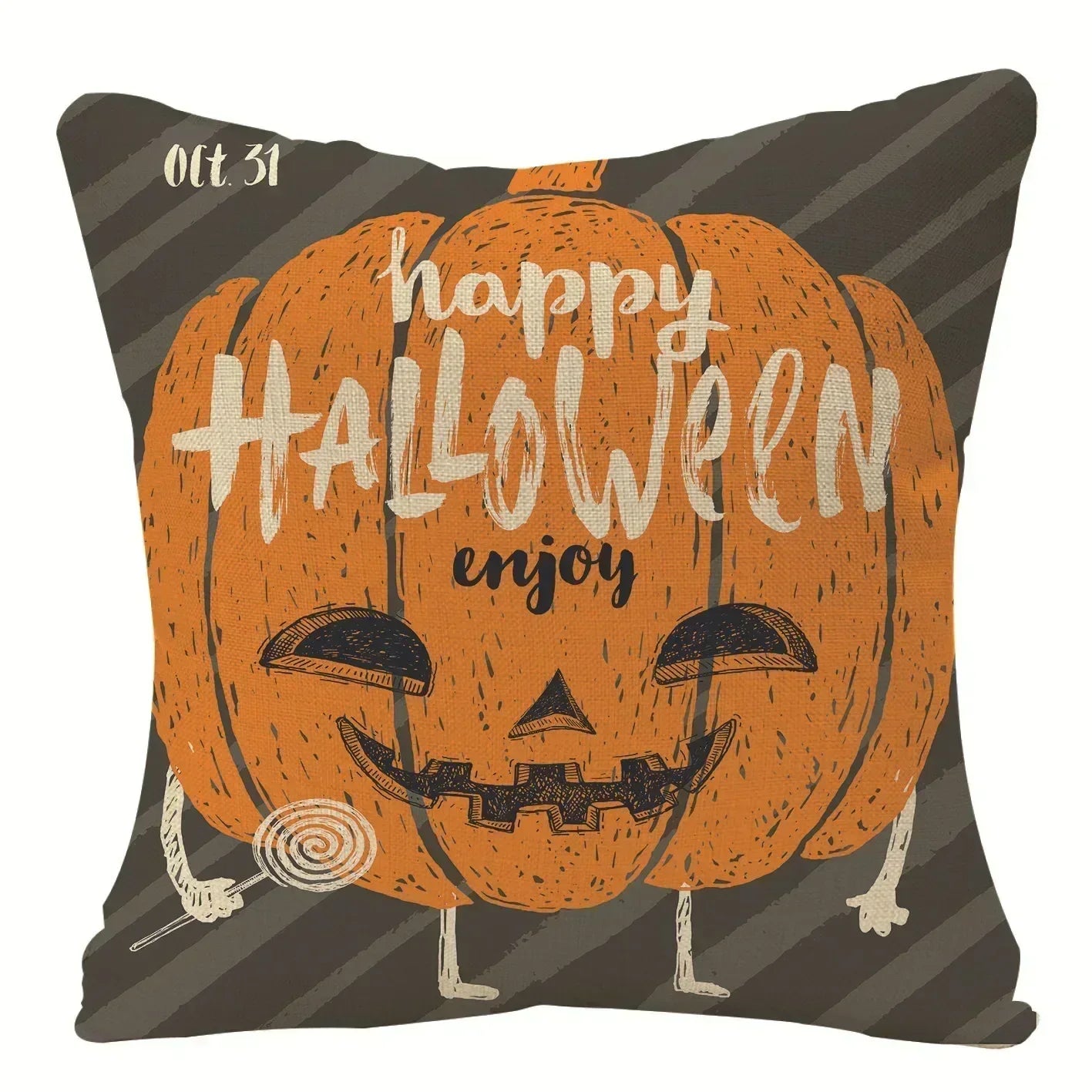 Halloween Pumpkin & Ghost Throw Pillow Cover – Spooky Fall Sofa Décor
