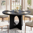 Round Dining Table for 4-6, Wood Dining Room Table, Kitchen Dinner Tables | 47.2'' Farmhouse Dining Room Table with Wooden Pedestal Base, Circle, for Living Room, Balcony, Apartment, O-Shape