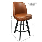 Set of 2 Commercial Grade Swivel Button-Tufted Back Bar Stools with Metal Frame Counter Height Kitchen Island Chairs, Comfortab
