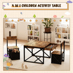 4-in-1 Kids Table and Chairs Set with Storage, Toddler Activity Desk for Crafts, Drawing, Reading – Ideal Children’s Furniture f