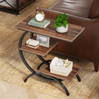 Ironwood C-Shaped 3-Tier Industrial Side Table