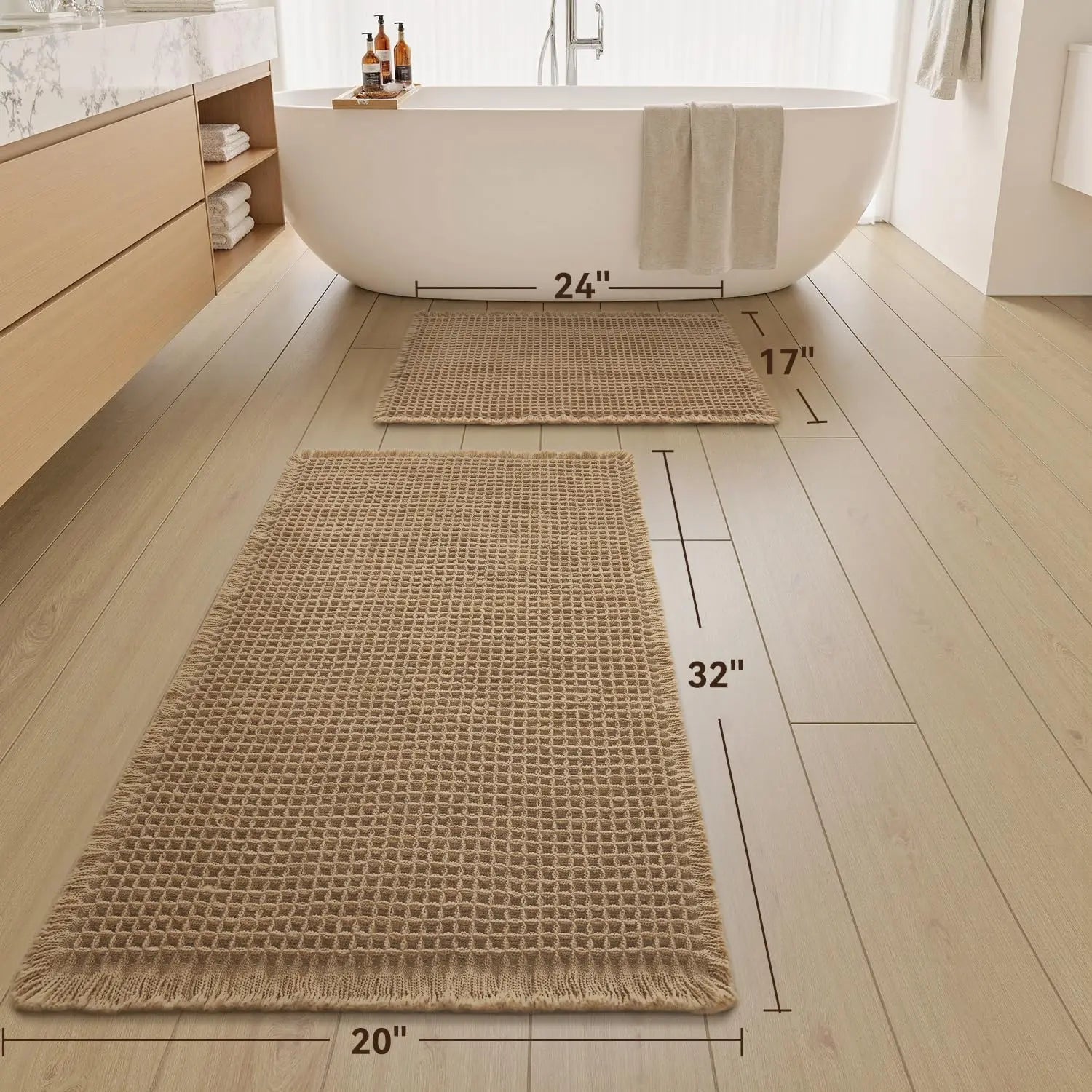 Haven Waffle Tassel Bath Rug Set