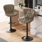Set of 2 Modern Swivel Bar Stools, Adjustable Faux Leather Upholstered Counter Height Bar Chairs, Custom