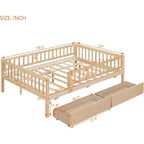 Full-Size Montessori Daybed with Storage Drawers & Railings