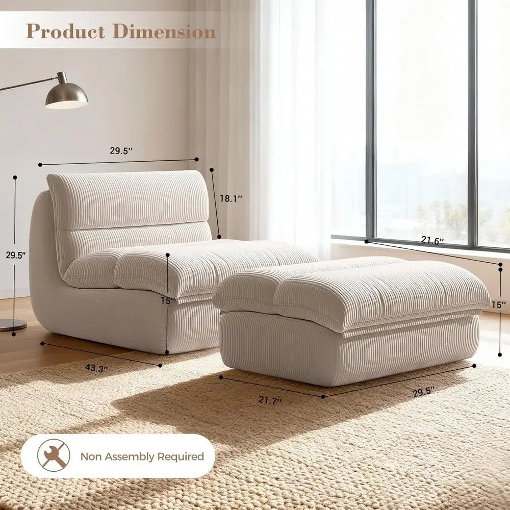 CloudNest Bean Bag Lounge Chair with Ottoman